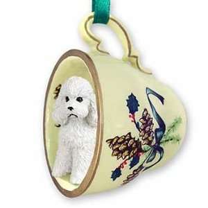  White Poodle Teacup Christmas Ornament: Home & Kitchen