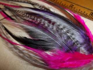 20 HOT MIX GRIZZLY SADDLE HACKLE FEATHER EXTENSION PACK  