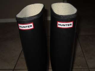 Hunter Original Tall High Gloss Black Rain Boot Womens sz 8  