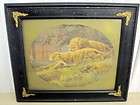 Black and Gold Antique Wood and Gesso Frame w Metal Cor