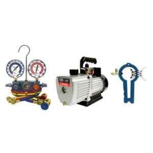   CFM PRO SET Vacuum Pump With Manifold Gauge Set and 3 in1 Can Tap