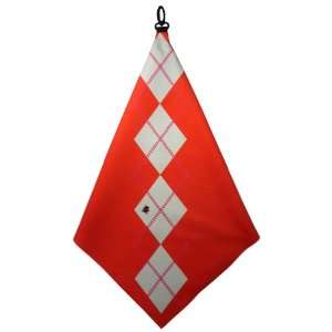 Tangerine Tango Argyle Microfiber Golf Towel By Beejos Featuring 