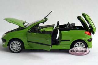 New Peugeot 206CC Open 118 Alloy Diecast Model Car With Box Green 