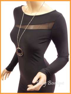 Black Lace Split Boat Neck Long Sleeve Party Mini Dress  