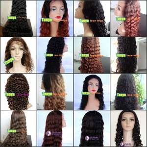 20   30 Long 100% Human Hair Indian Remy LACE wigs Deep Wave front 
