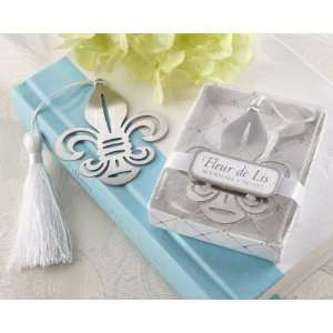   Keepsake: Fleur de Lis Metal Bookmark with Elegant White Silk Tassel