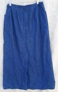 TALBOTS WOMENS 10 M Blue Jean DENIM Skirt Straight LONG  