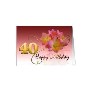  Happy 40th Birthday Oleander Flower curly coil pink flower 