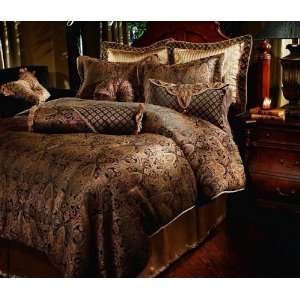 7pc Southern Textiles Manchester Gold Black Queen Bedding Bed in a Bag 
