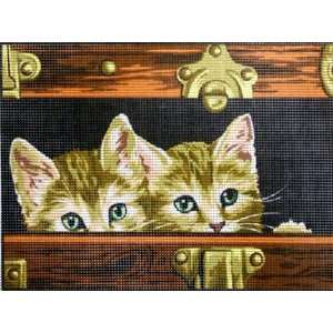  LA CACHETTE KITTENS IN A TRUNK NEEDLEPOINT CANVAS Arts 