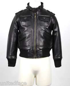 Boys New Genuine Black Lambskin Leather Jacket Sz.2T 12  