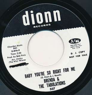 BRENDA & TABULATIONS Baby Youre So Right SOUL DJ 45  