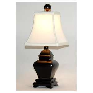  Small Square Textured Black Accent Table Lamp: Home 