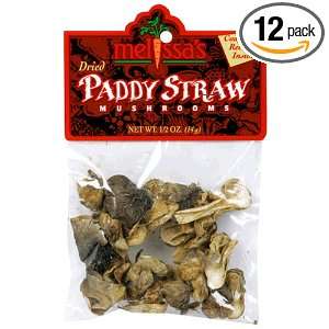 Melissas Dried Patty Straw Mushrooms, 0.5 Ounce Bags (Pack of 12 