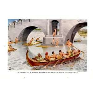   the River Tiber   H. M. Herget Ancient Rome Print 