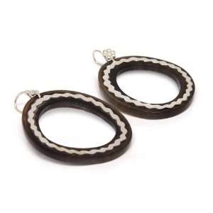  Silver and bull horn dangle earrings, Braid Jewelry