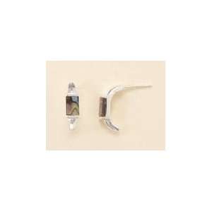 Abalone Shell Sterling Silver Half Hoop Earrings, 5/8 inch diameter