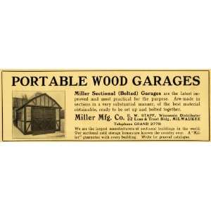 1914 Ad Portable Wood Garages Miller Sectional Bolted Milwaukee E W 