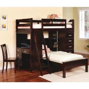  Bunks Workstation Twin Bunk Bed by Coaster: Home & Kitchen