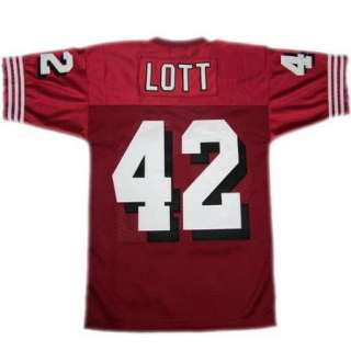 Ronnie Lott #42 San Francisco 49ers Throwback Red Sewn Mens Size 