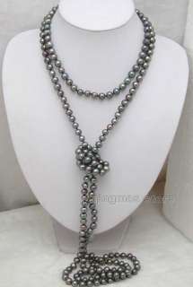 80 SUPER LONG DARK GRAY FreshWater PEARL NECKLACE 7761  