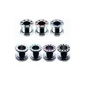   Plugs with Clear and Jet Black CZ Ring   3/4 (19mm)   Sold as a Pair