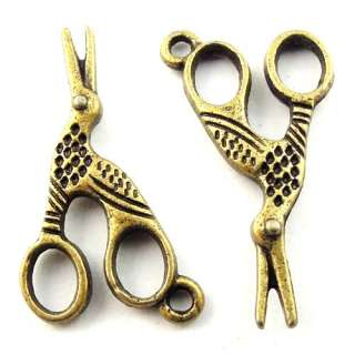 28*14mm Antique style bronze look bird scissors charm pendants 50pcs 
