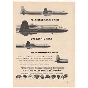    1953 Douglas DC 7 Aircraft AiResearch Print Ad