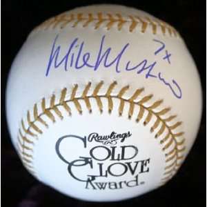  Mike Mussina Autographed Gold Glove Baseball 7x Gg Jsa 