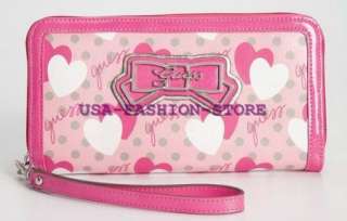 NWT GUESS WALLET PIN UP ZIP AROUND PINK PURSE FASHION G  