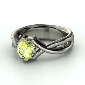  Calligraphy Ring, Round Peridot Platinum Ring: Jewelry