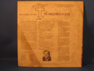 THE UNIQUNESS OF JESUS Campus Crusade Old 45 Vinyl Record  