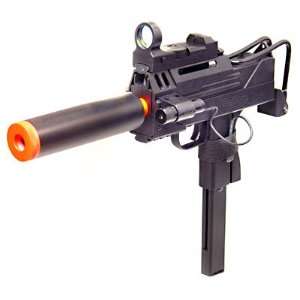 Spring UZI Sub Machine Gun FPS 225, Red Dot, Laser, Silencer, Folding 