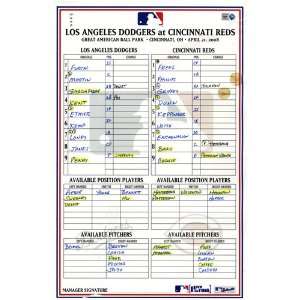  at Reds 4 21 2008 Game Used Lineup Card (MLB Auth): Sports & Outdoors