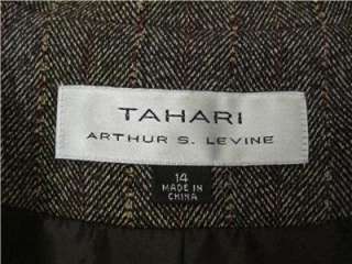 Tahari Brown Speckled Trendy Career/Interview Pant Suit sz 14 $358 EUC 