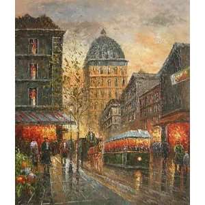  European street Oil Painting on Canvas Hand Made Replica 