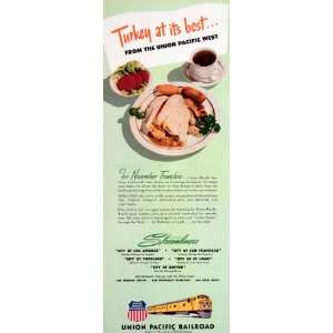 1951 Ad Union Pacific West Railroad Streamliners Thanksgiving November 