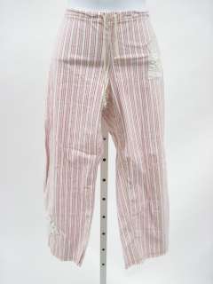 RILEY Pink Striped Cropped Cotton Pants Slacks Size M  