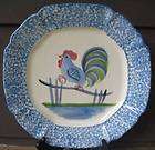 los angeles pottery blue stipple 1 plate rooster chips expedited
