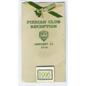   Pierian Club Reception Pin with Calendar Strawn Texas 