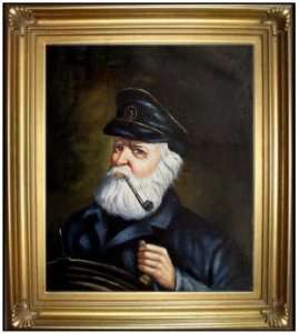 Framed Museum Q. Hand Painted Oil Painting Repro Old Sea Captain 