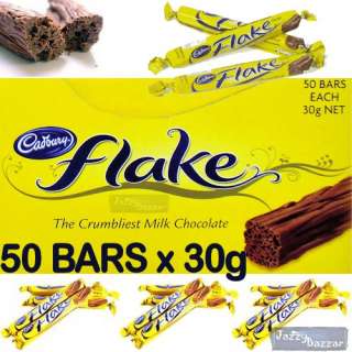 Cadburys Flakes Bar 50x30g 1.5kg Bulk Box Pack Milk Chocolate Sticks 