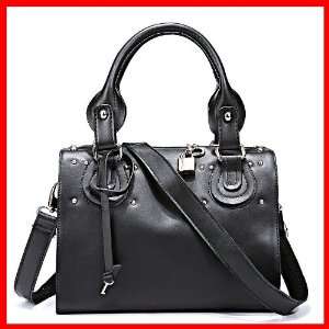 100% Genuine Leather Purse Shoulder Bag Handbag Lock Rivet Box Fashion 