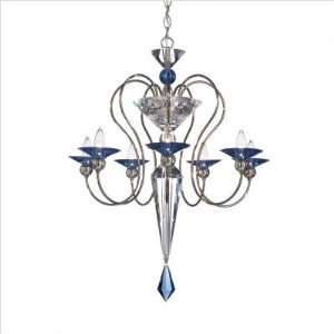   Seven Light Chandlier in Silver Crystal Color: Optic Black and Clear