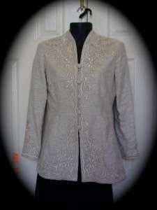 Marie St. Claire 100% Linen Embroidered Jacket 8 10 4)  