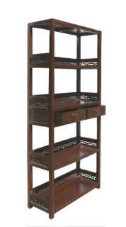 Brown Chinese Elm Wood Shelves Display Bookcase Cabinet WK2027  