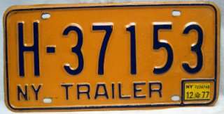 NEW YORK STATE TRUCK TRAILER LICENSE PLATE 1973  1986 GOLD & BLUE 