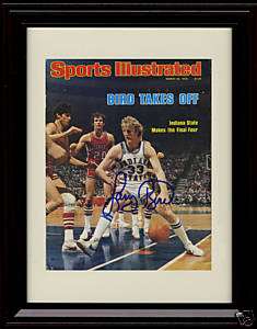 Framed Larry Bird Indiana State SI Autograph Print  