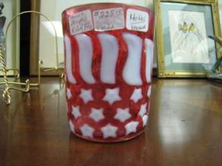 Hobbs Cranberry Opalescent Stars And Stripes Tumbler  