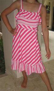 New Girls Rare Editions PINK Candy STRIPE Dress 10 NWT  